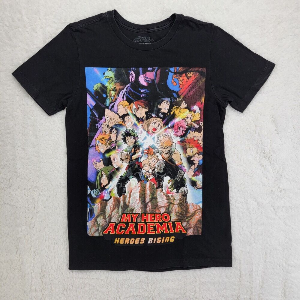 My Hero Academia T Shirt Heroes Rising Anime Movie Poster Black Small Unisex